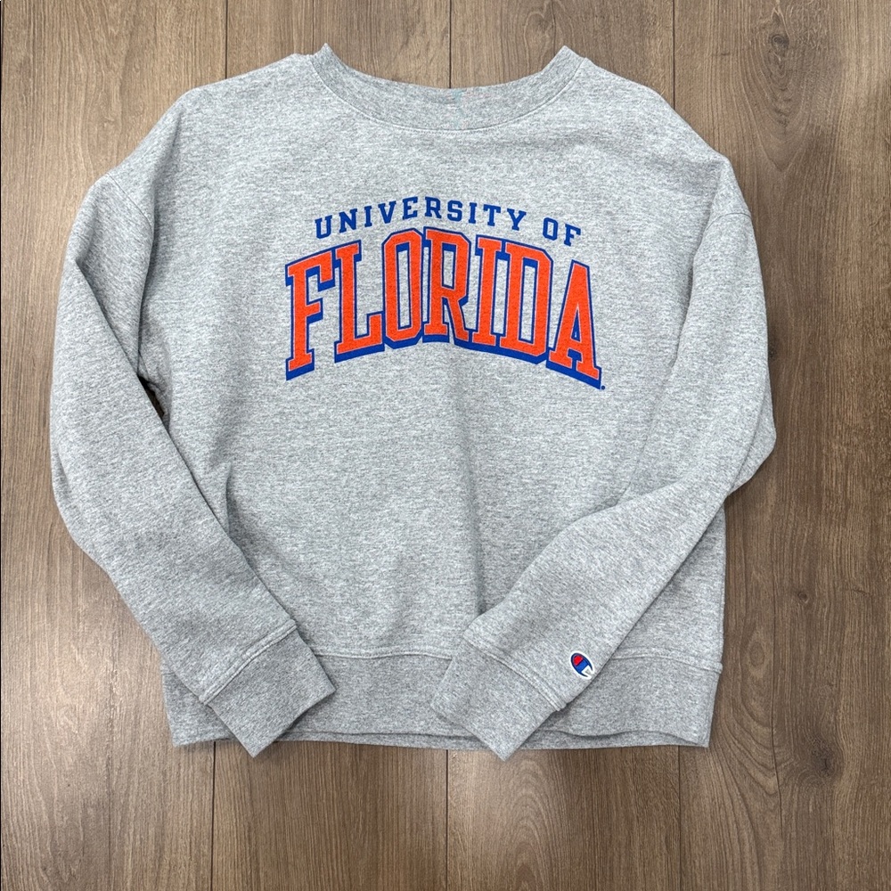Champion Gray University of Florida Crewneck Sweatshirt with Orange & Blue Logo